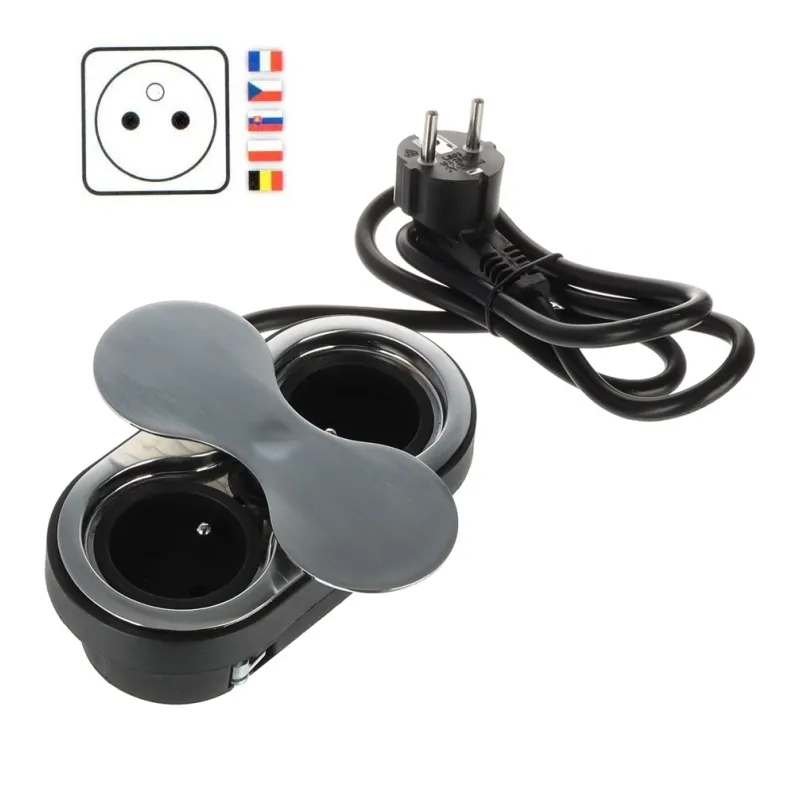 Prise encastrable SWING 2 x 230 V FRENCH / Inox