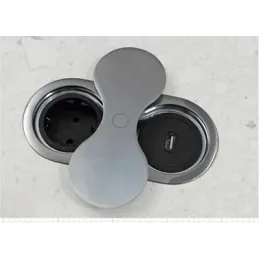 Prise encastrable SWING 2 x 230 V SCHUKO / Acier inoxydable