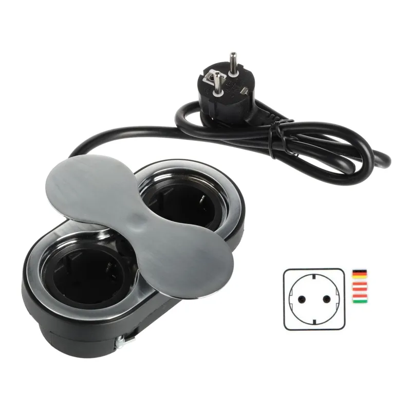 Prise encastrable SWING 2 x 230 V SCHUKO / Acier inoxydable