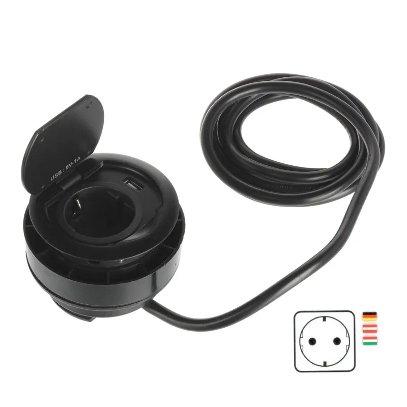 Prise encastrable RING SCHUKO 1 x 230 V + 1 x USB / Noir mat
