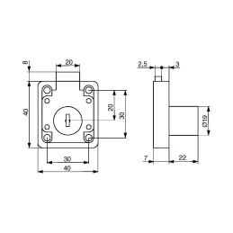 Serrure de tiroir STANDARD / Zinc