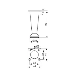 Pied de meuble MAYA / Chrome mat