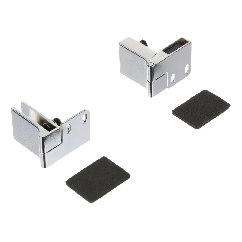 Charnière pour porte en verre sans perçage – paire / Chrome