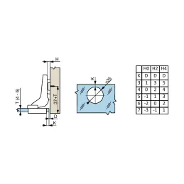 Charnière à clipser pour verre CLIP 95° avec embase et cache / Chrome brillant