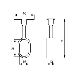 Support central pour tringle de penderie ovale / Chrome