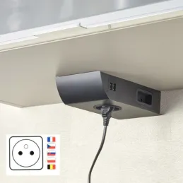 Prise encastrable BORN FRENCH 2 x 230 V + 2 x USB / Noir mat