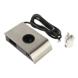 Prise encastrable BORN FRENCH 2 x 230 V + 2 x USB / Inox
