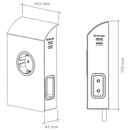 Prise encastrable BORN SCHUKO 2 x 230 V + 2 x USB / Noir mat
