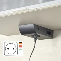 Prise encastrable BORN SCHUKO 2 x 230 V + 2 x USB / Noir mat