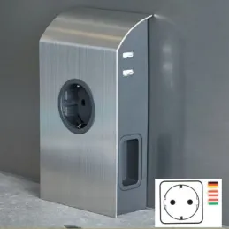 Prise encastrable BORN SCHUKO 2 x 230 V + 2 x USB / Acier inoxydable
