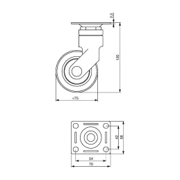 Roue de meuble SALVA 75 mm / Sans frein