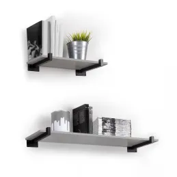 Ensemble de supports d’étagère STELIA / Noir mat – 2 pièces