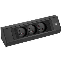 Bloc multiprise encastrable Bachmann Casia 2 FRENCH 3× 230 V / Noir mat