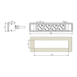 Bloc multiprise encastrable CALON SCHUKO 4× 230 V / Noir mat