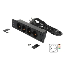 Bloc multiprise encastrable CALON SCHUKO 4× 230 V / Noir mat