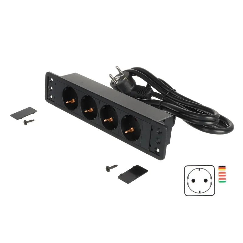 Bloc multiprise encastrable CALON SCHUKO 4× 230 V / Noir mat
