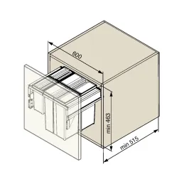 Poubelle coulissante STAR 600 mm – 2 × 29 L + 2 × 8 L avec poignées de porte / Anthracite