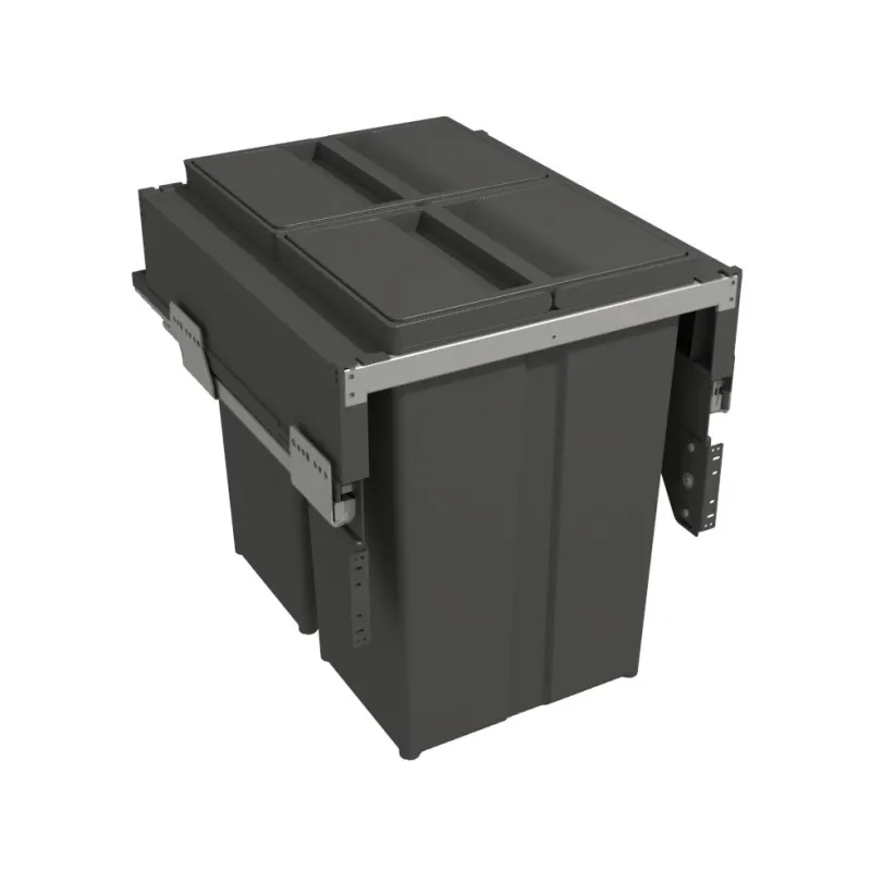 Poubelle coulissante 450 mm – 2 × 29 L avec fixations de porte / Anthracite