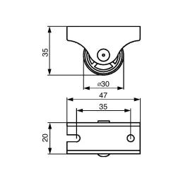 Roulettes fixes 30 mm / Gris