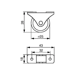 Roulette fixe 25 mm / Grise