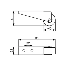 Roulette fixe 40 mm / Grise