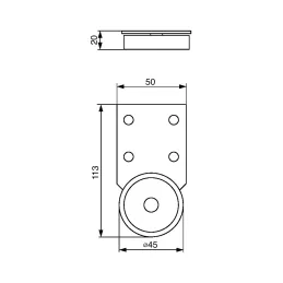 Rouleau à montage latéral – fixe, 45 mm / Noir