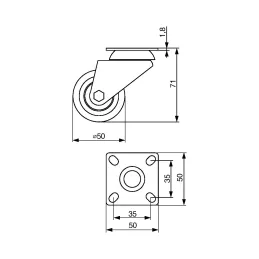 Roue pivotante 50 mm / Grise