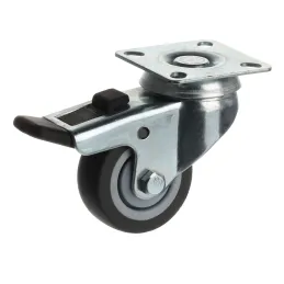 Roulette pivotante de 50 mm avec frein / Grise