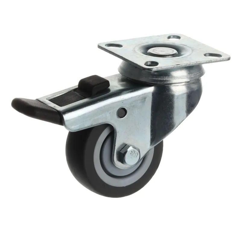Roulette pivotante de 50 mm avec frein / Grise