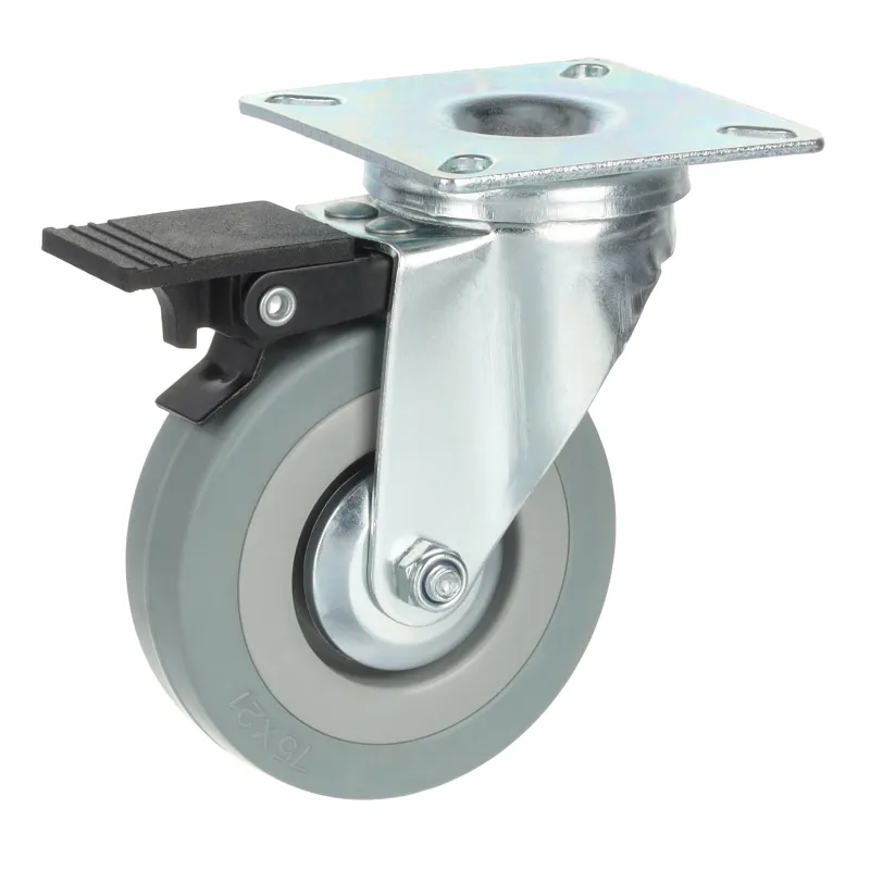 Roulettes de meuble ALLAN avec frein 75 mm / Gris