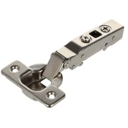Charnière CLICK PUSH à ouverture sans poignée, semi-appliquée, avec embase 3D / Nickel
