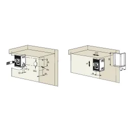 Ferrure de suspension de meuble avec cache – montage latéral / Marron foncé