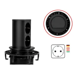 Prise électrique escamotable Elevator 2x230V SCHUKO / Noir mat