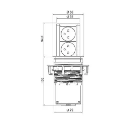 Prise électrique escamotable Elevator 2x230V SCHUKO / Inox