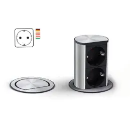 Prise électrique escamotable Elevator 2x230V SCHUKO / Inox