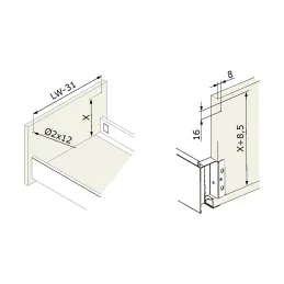 Set de rails pour caisson de cuisine - INTERBOX Premium / Blanc