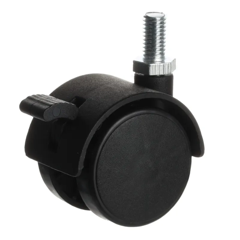 Roulette de meuble noire avec vis CHAIR – avec frein / 40 mm