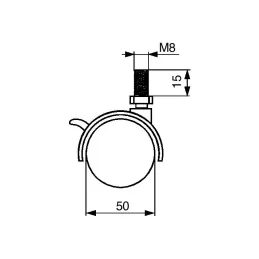 Roulettes de meuble noires avec vis CHAIR – avec frein / 50 mm