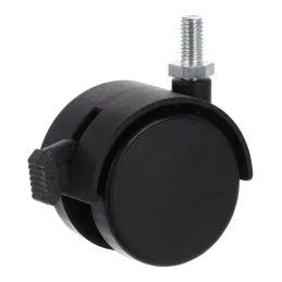Roulettes de meuble noires avec vis CHAIR – avec frein / 50 mm