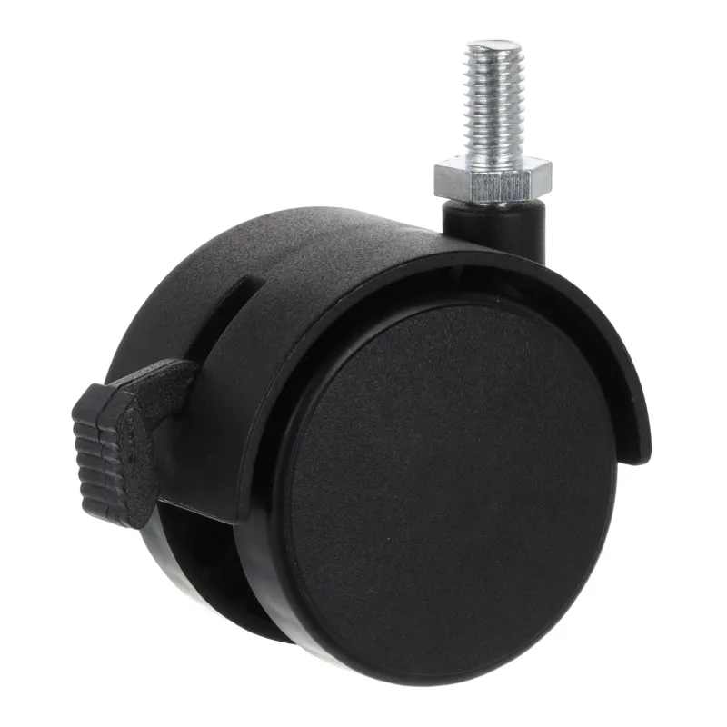 Roulettes de meuble noires avec vis CHAIR – avec frein / 50 mm