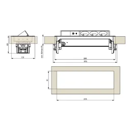 Prise électrique escamotable LUNAR SCHUKO 3x230V + recharge USB A-C / Acier inoxydable