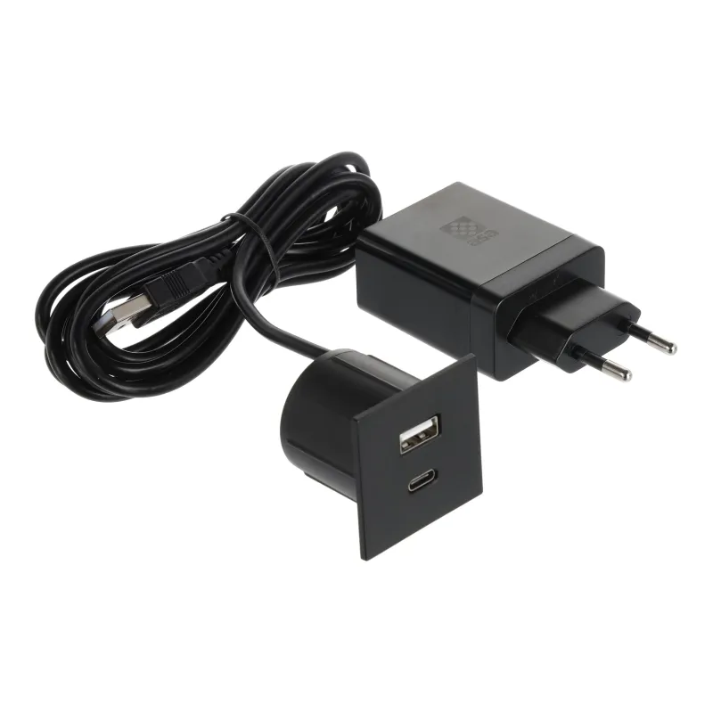 Prise électrique avec chargeur USB VersaPick / Noir mat