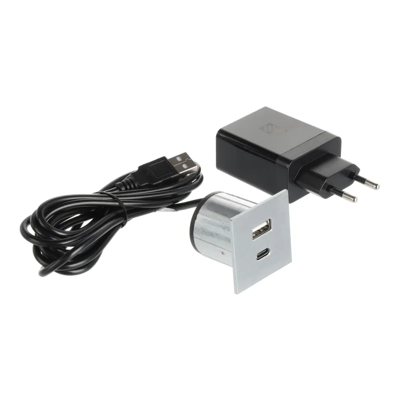 Prise électrique avec chargeur USB VersaPick / Inox
