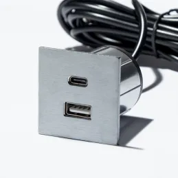 Prise électrique avec chargeur USB VersaPick / Inox