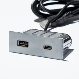 Prise électrique avec chargeur USB Square A+C / Inox