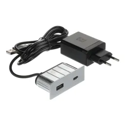 Prise électrique avec chargeur USB Square A+C / Inox
