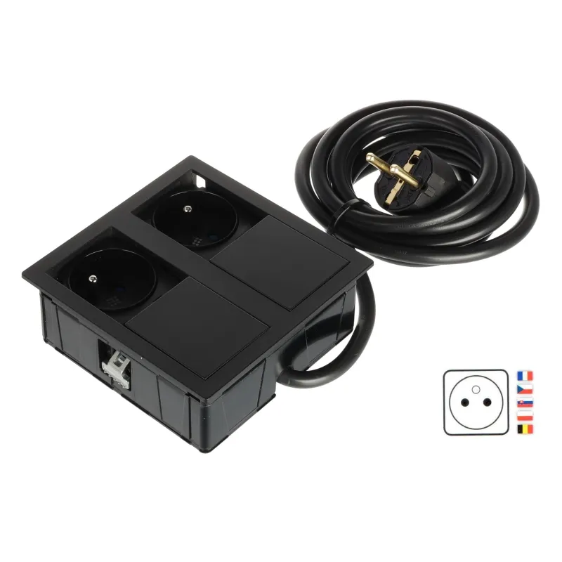 Prise électrique VersaHit 2 x 230 V FRENCH / Noir mat
