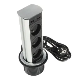 Prise escamotable BRICK FRENCH 3x230V + USB A / Inox