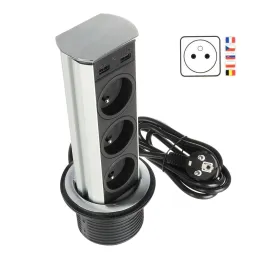 Prise escamotable BRICK FRENCH 3x230V + USB A / Inox