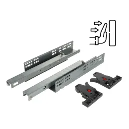 Coulisse invisible à sortie totale LUXON pour ouverture sans poignée PUSH, avec attaches 2D / 35 kg